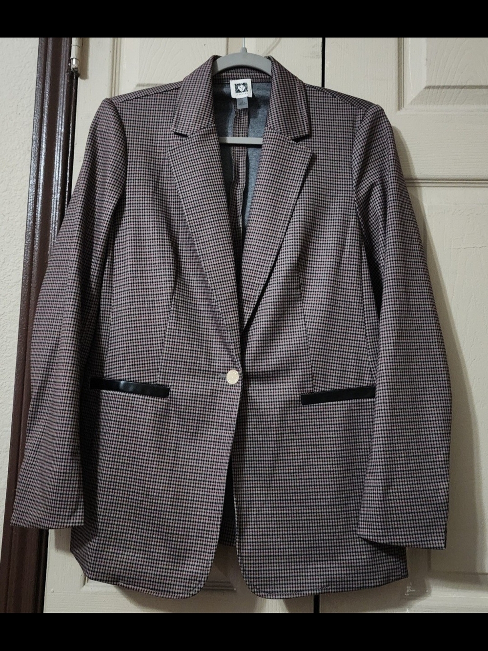 Anne Klein Women's Single-Button Houndstooth Blazer - Brown & Black